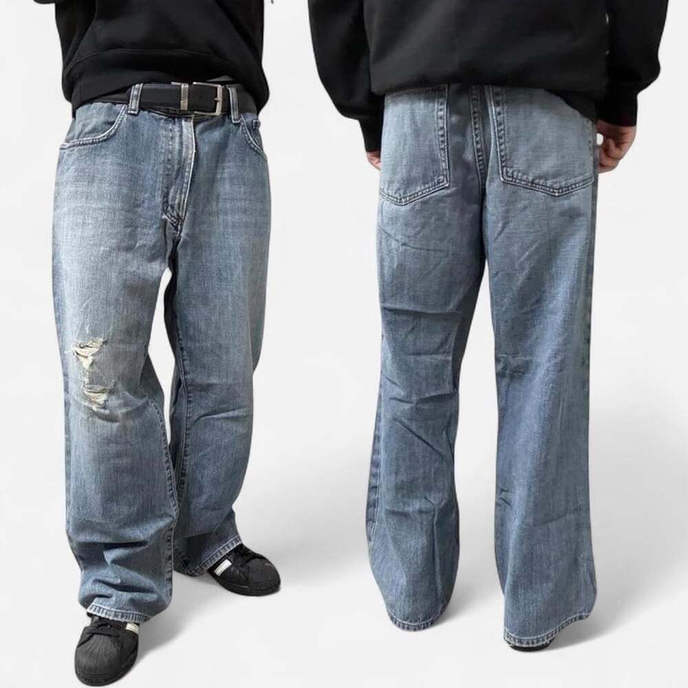 Eddie Bauer Distressed Baggy Jeans W36 x L30 Blue Denim Y2K